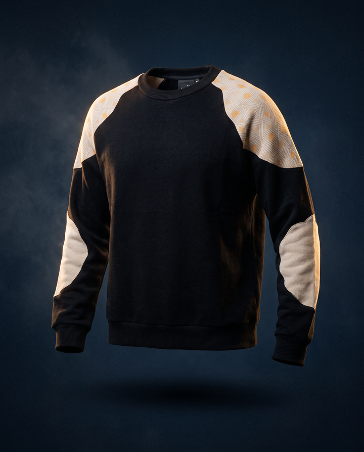 Raglan Crew — Ink / Ecru, ghost mannequin floating shot