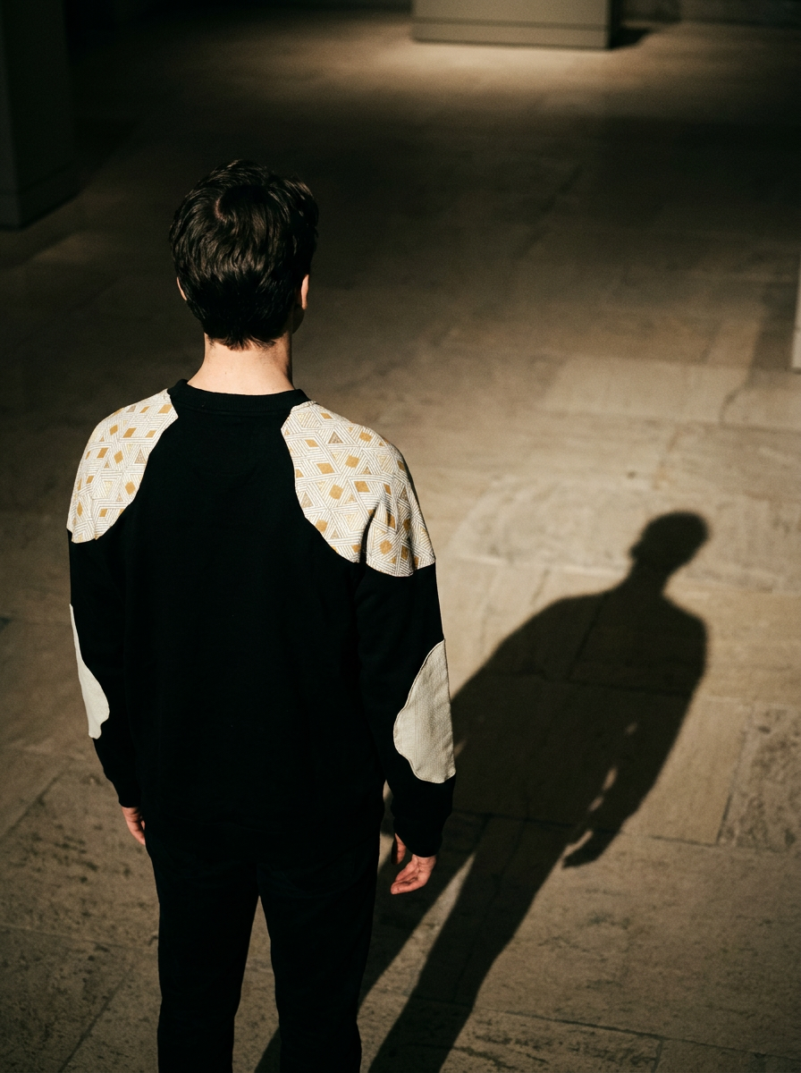 Raglan crew back, cream shoulder panels