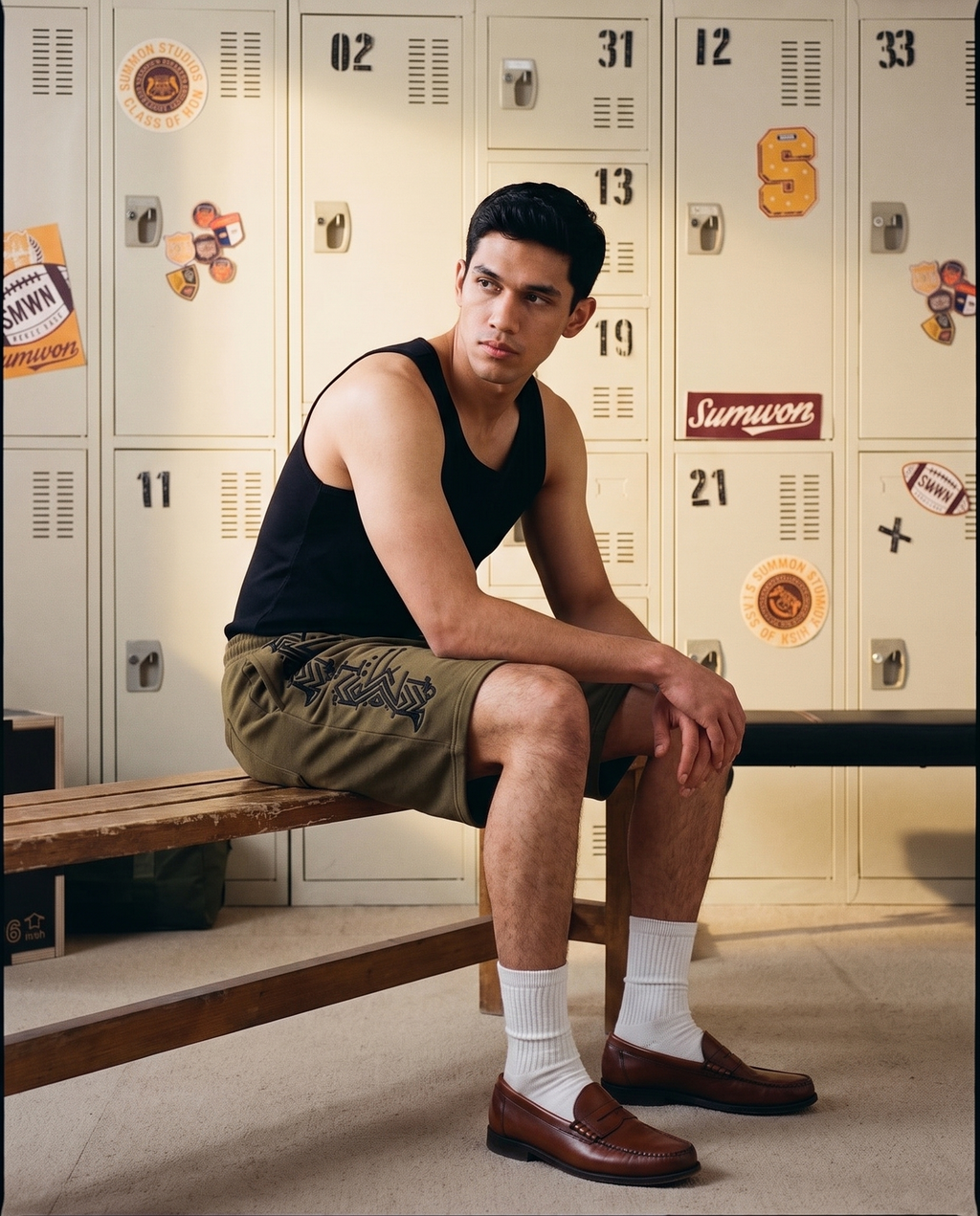 Ornament Shorts — Olive, locker room