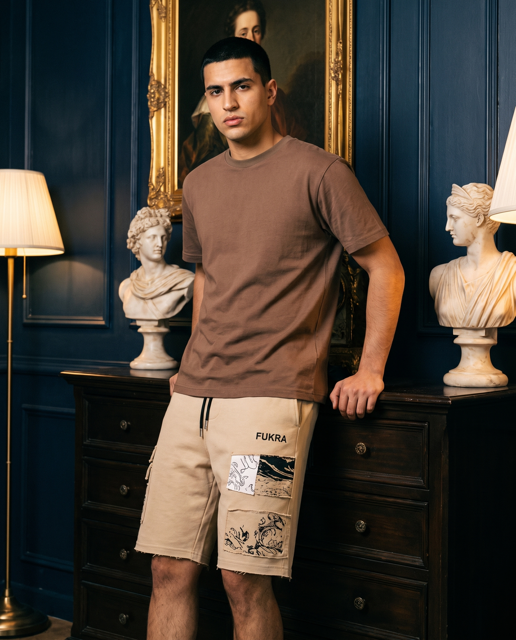 Atlas Shorts — Sandstone, navy salon