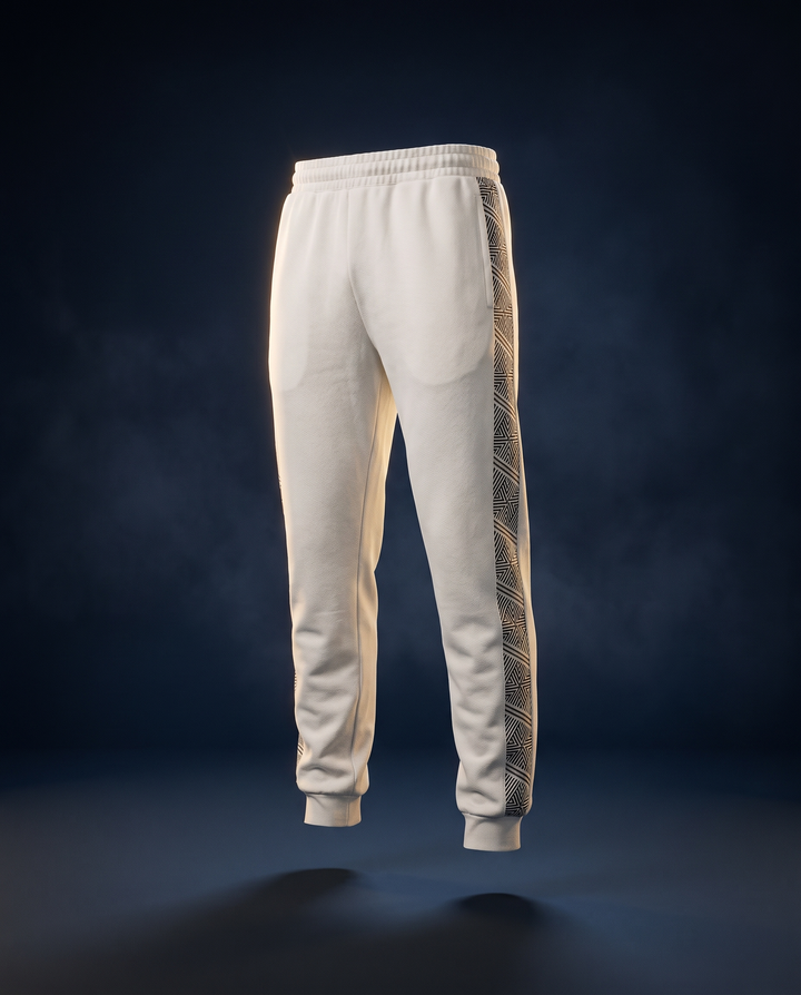 Geometry Joggers — Bone White, ghost mannequin floating shot