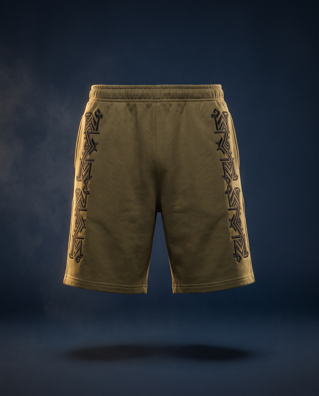 Ornament Shorts — Olive, ghost mannequin floating shot