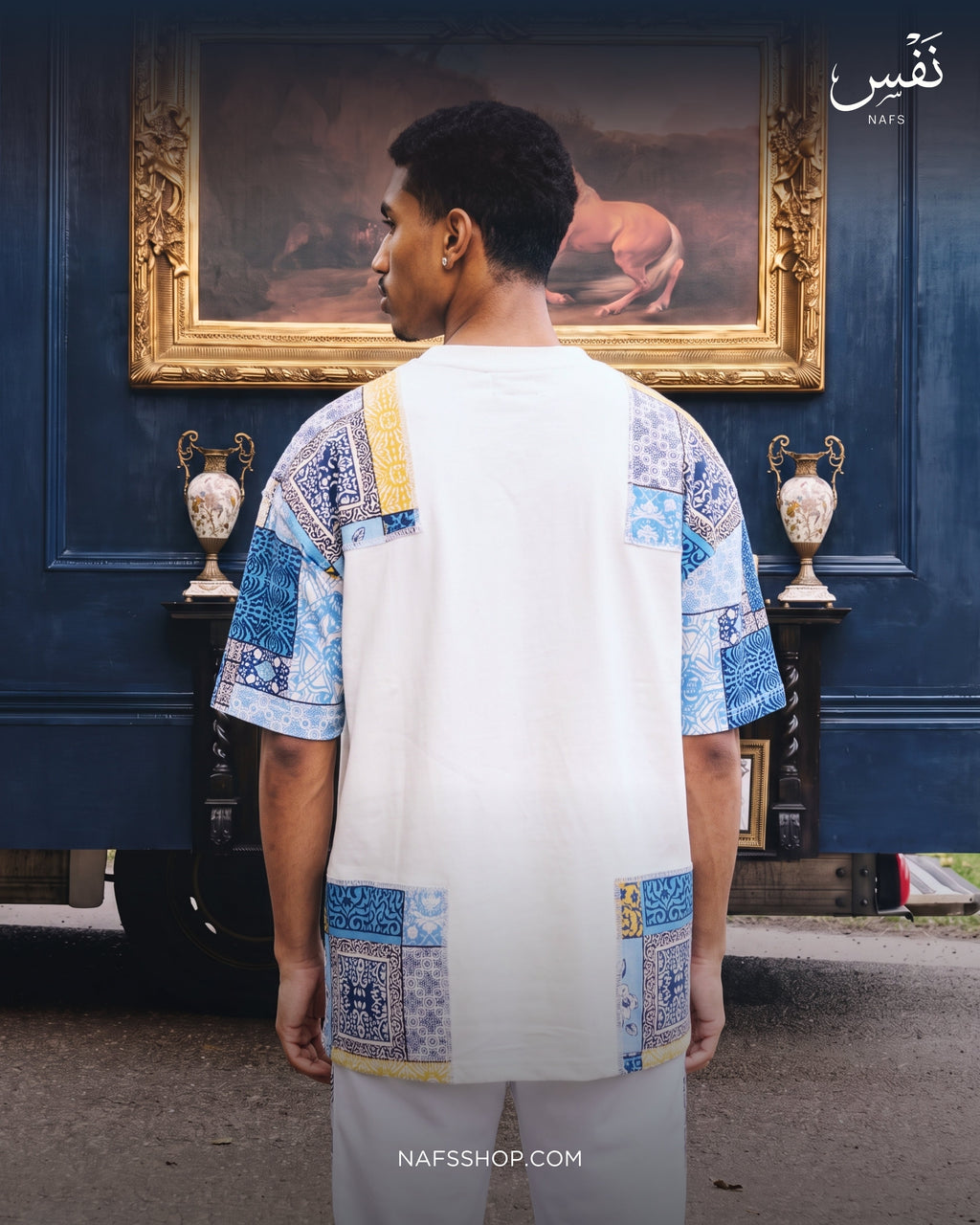 Indigo Sleeve Tee — Ivory, detail