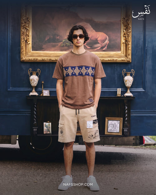 Atlas Shorts worn with Ornament Patch Tee