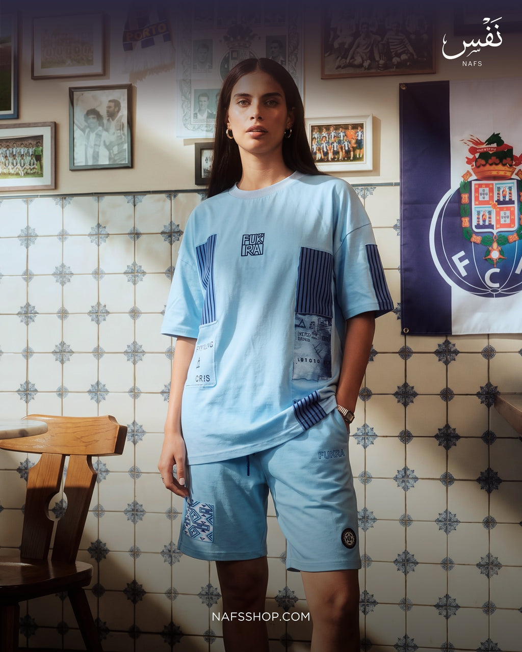Patch Tee — Glacier Blue, Porto café
