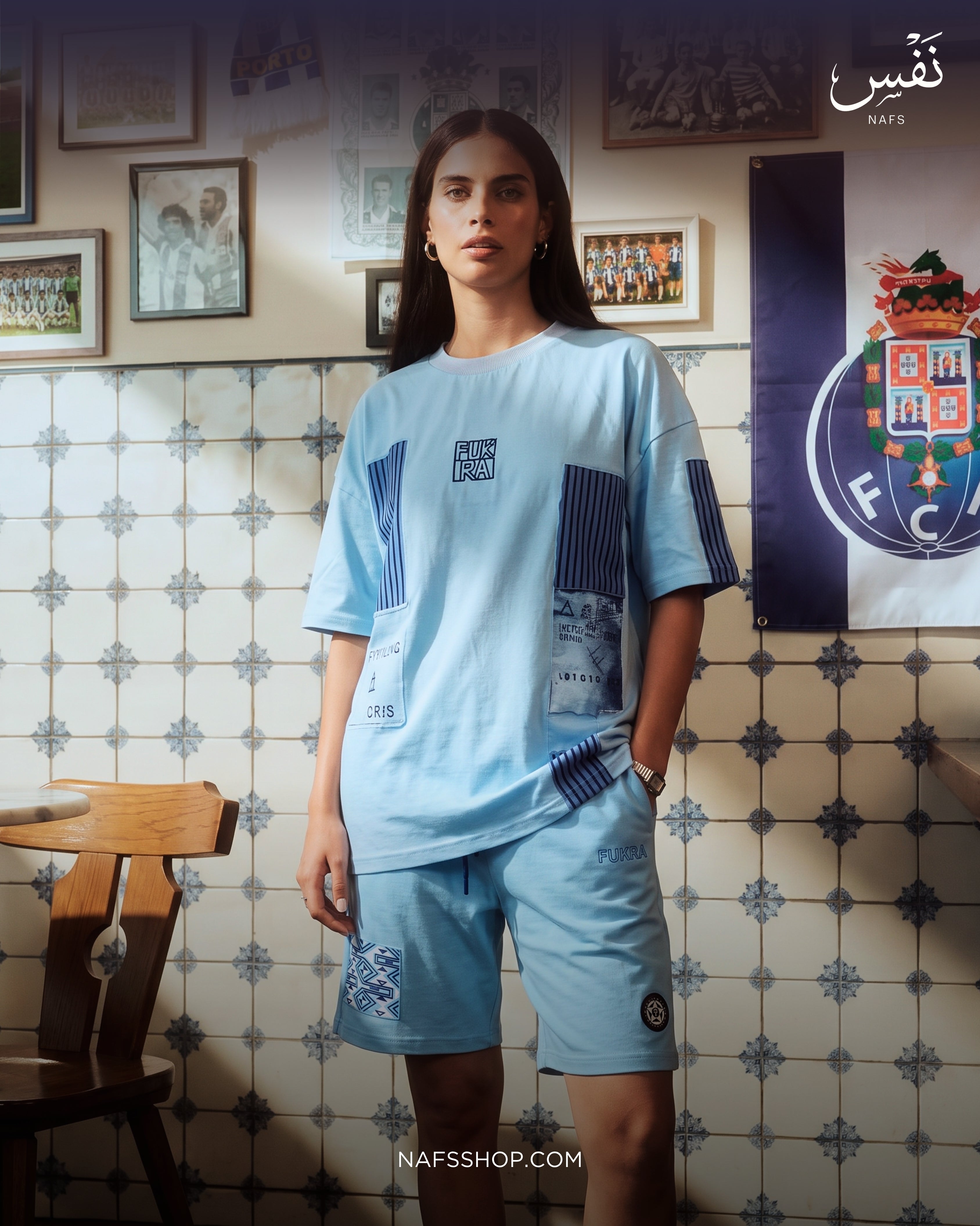 Patch Tee — Glacier Blue, Porto café