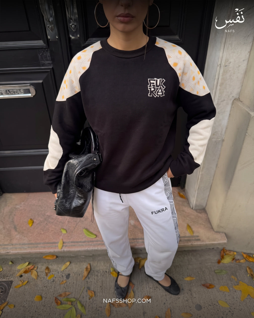 Raglan Crew — Ink / Ecru, street